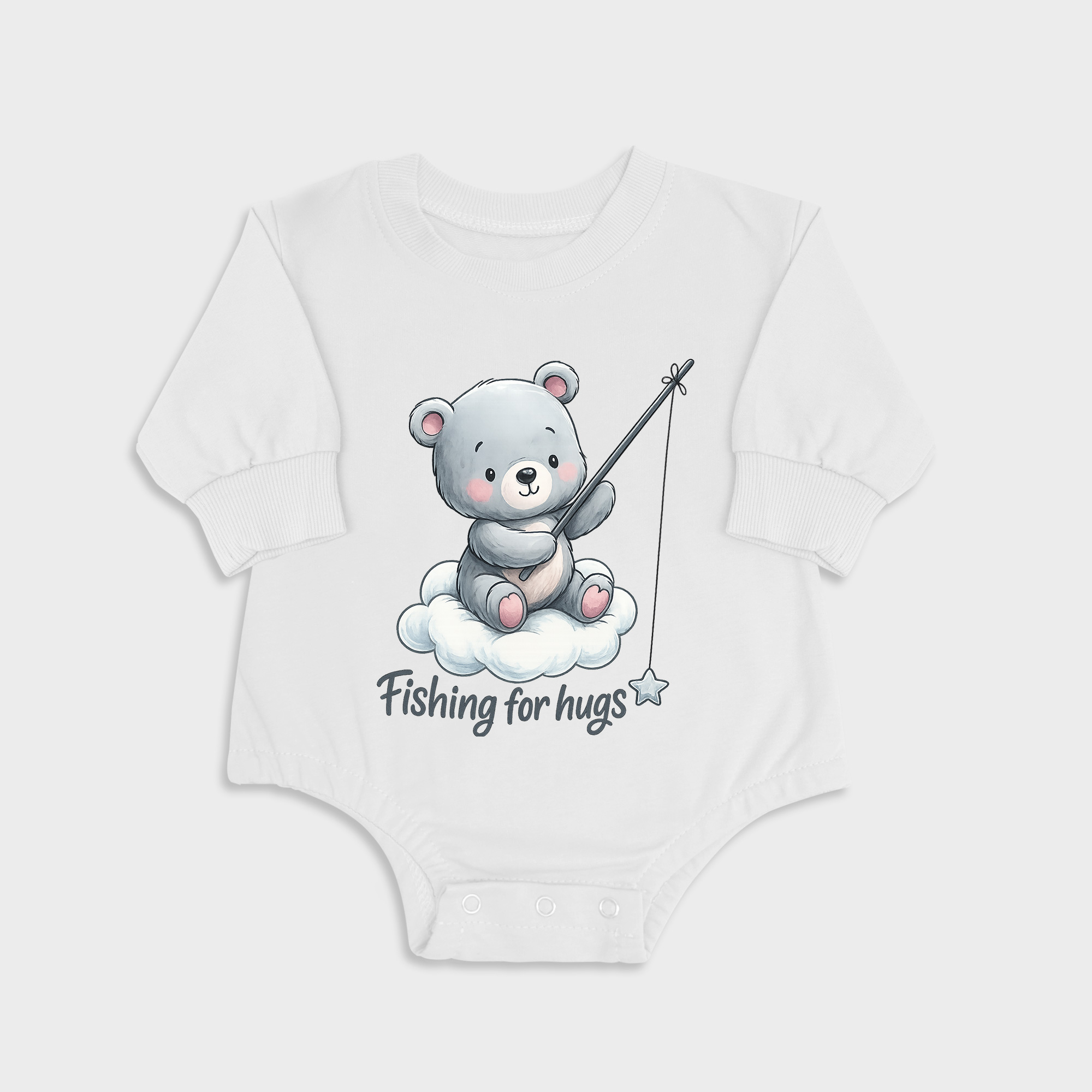 Fishing For Hugs White long-sleeved triangle baby onesies