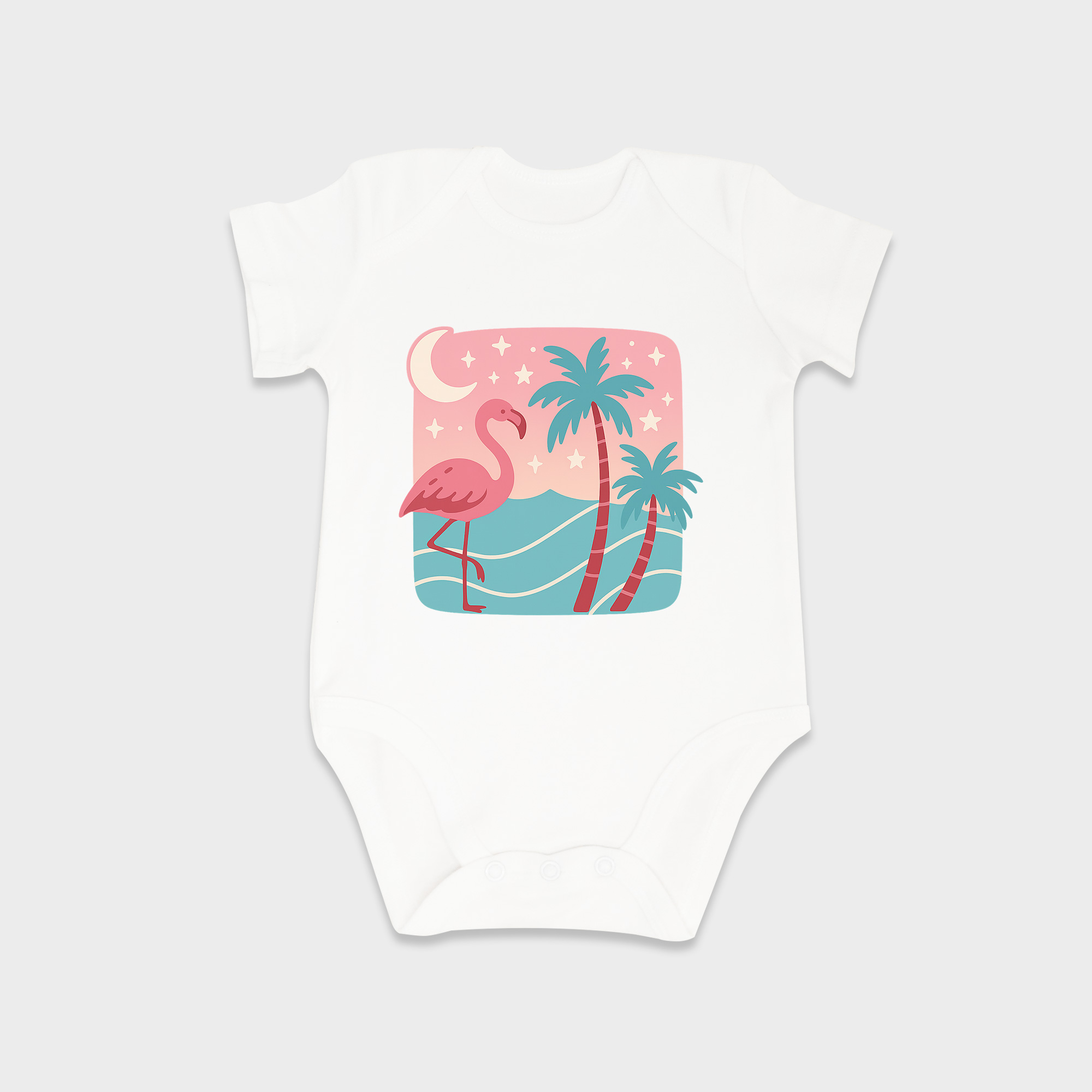 Flamingo baby onesies in White