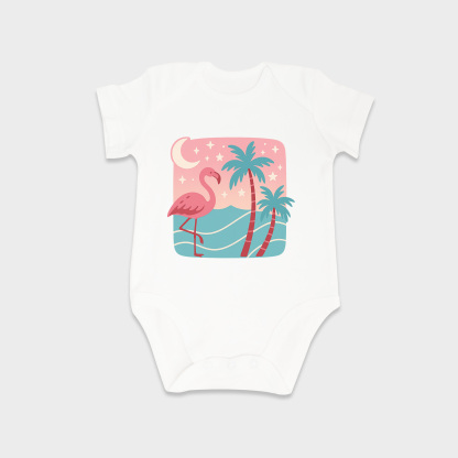 Flamingo baby onesies in White