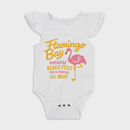 Baby romper with Flamingo design in White