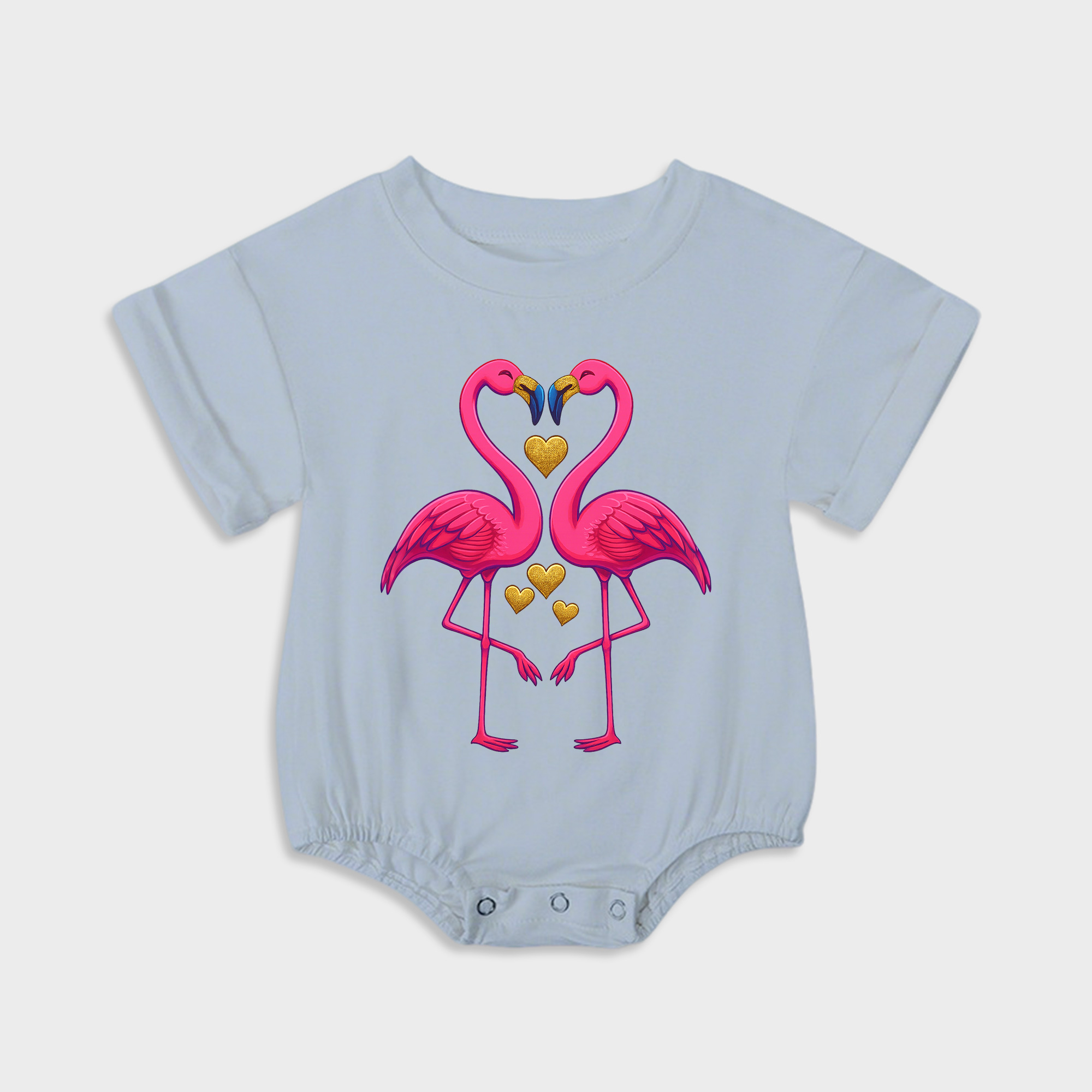 baby onesies - flamingos short-sleeved triangle onesies light steel blue