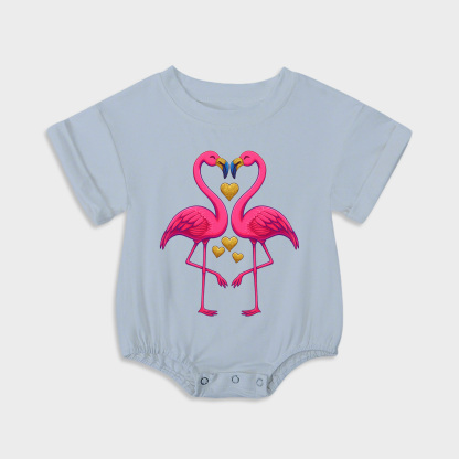 baby onesies - flamingos short-sleeved triangle onesies light steel blue