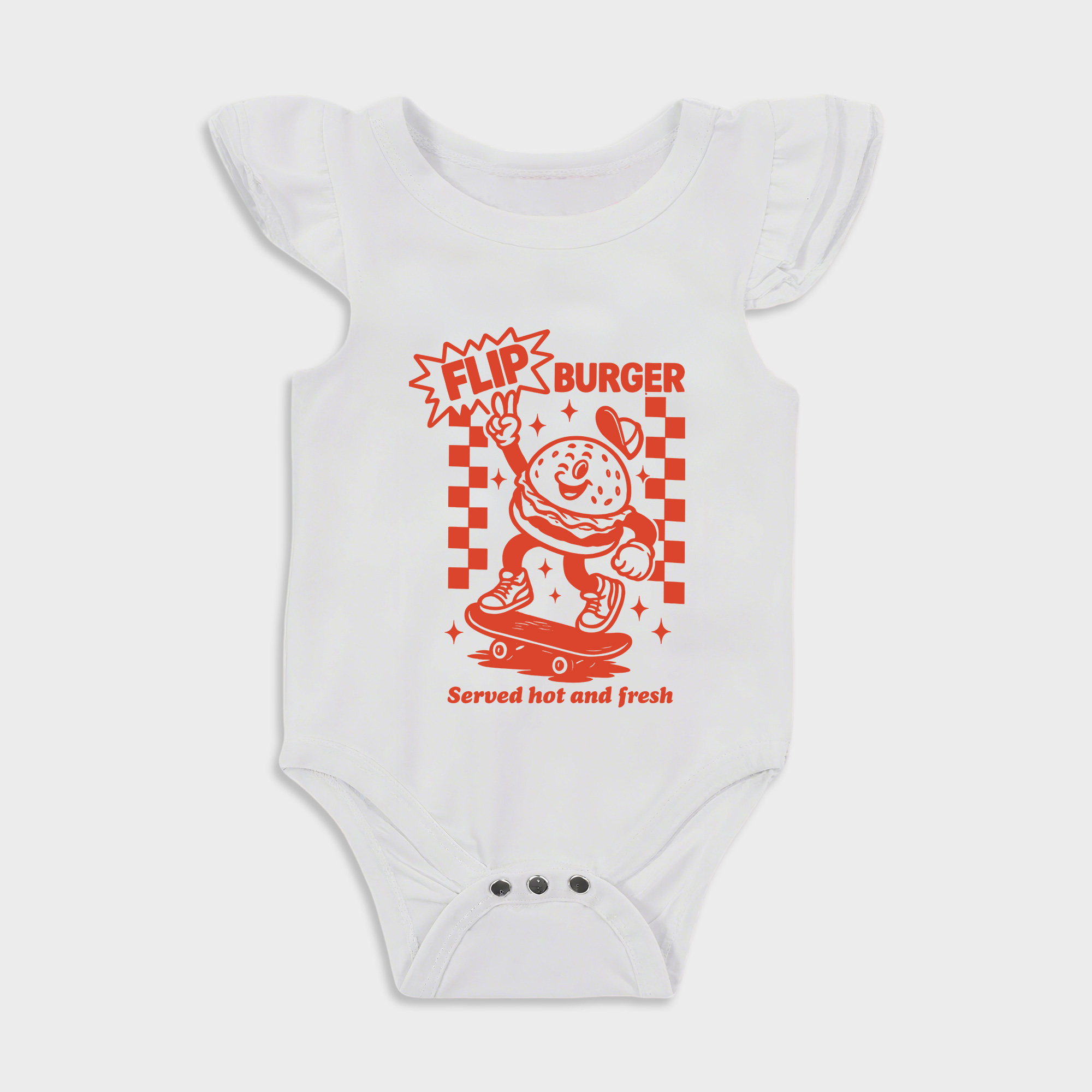 Baby romper - Flip Burger Ruffled Triangle Romper White