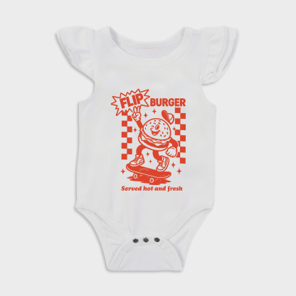 Baby romper - Flip Burger Ruffled Triangle Romper White
