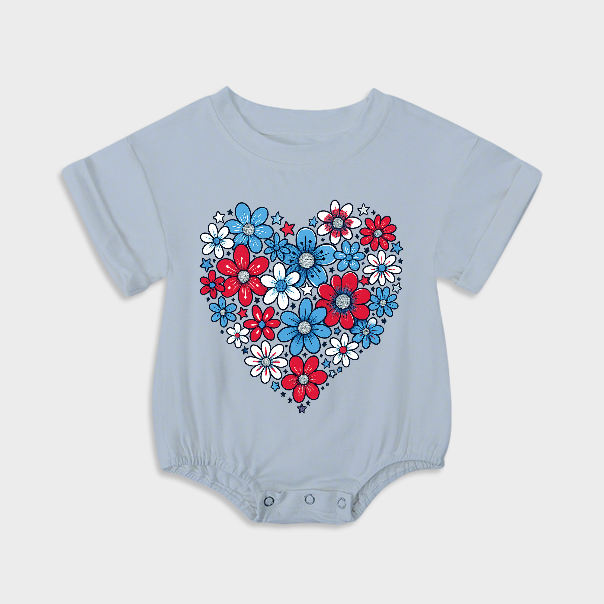 baby onesies - flowers short-sleeved triangle onesies light steel blue