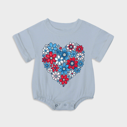 baby onesies - flowers short-sleeved triangle onesies light steel blue