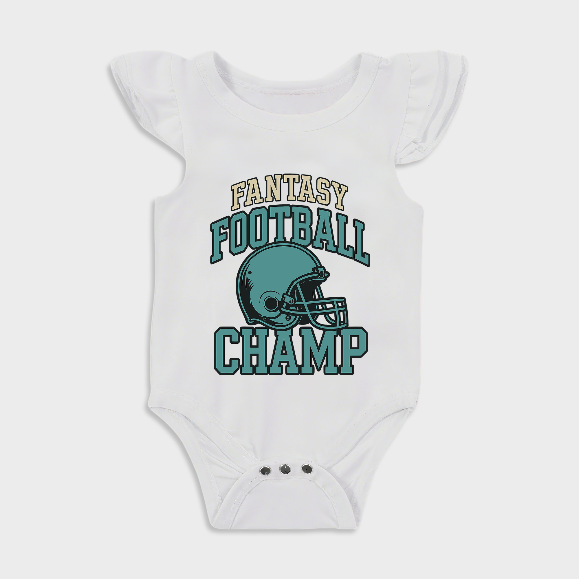 Baby romper - Football Champ Ruffled Triangle Romper White