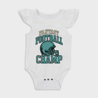 Baby romper - Football Champ Ruffled Triangle Romper White