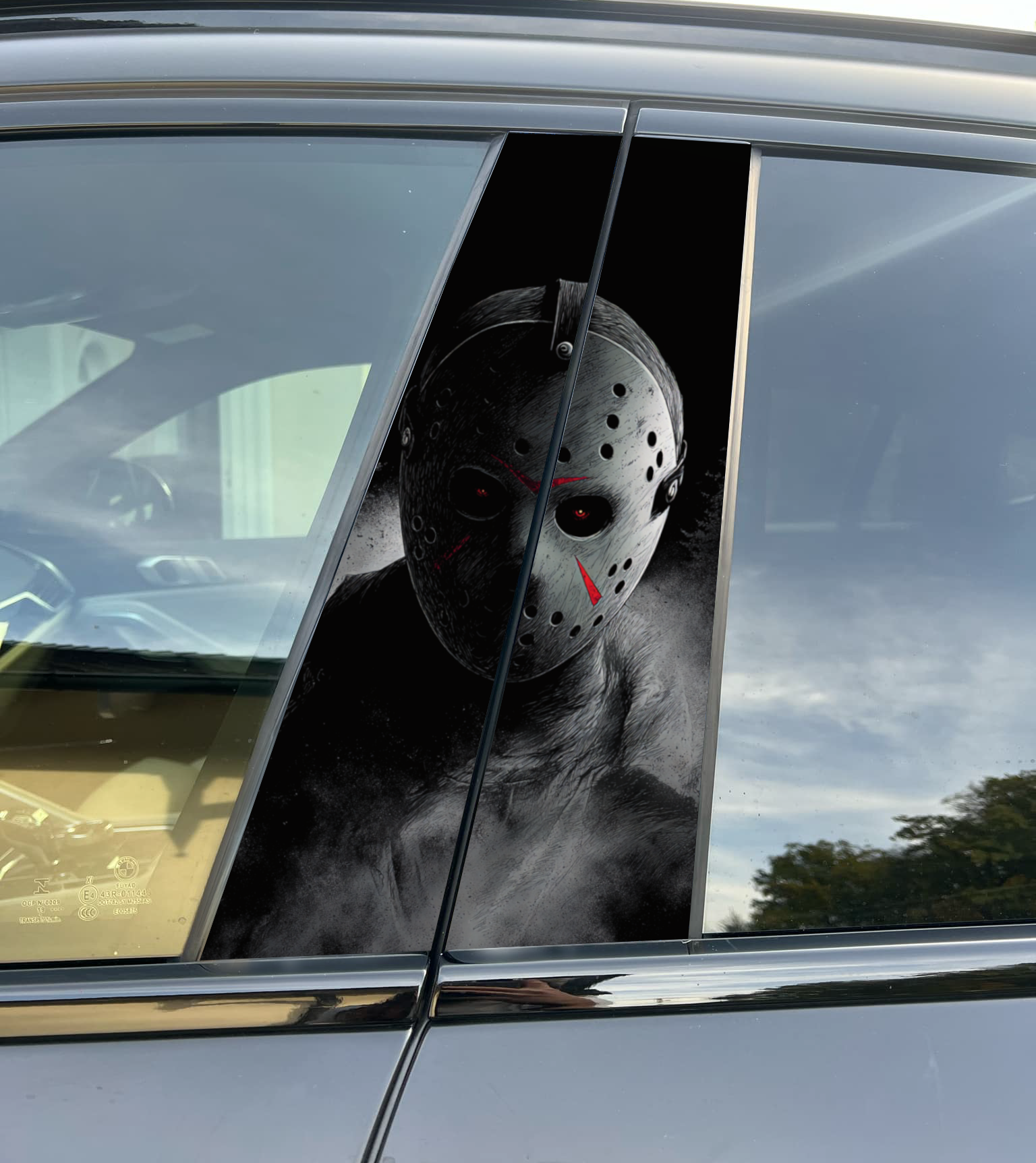 Jason Voorhees Car Pillar Wrap - Premium Vinyl B-Pillar Decal, Universal Fit