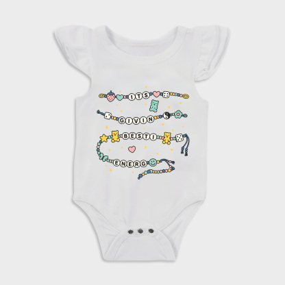 Baby romper with Friendship Bracelet design in White