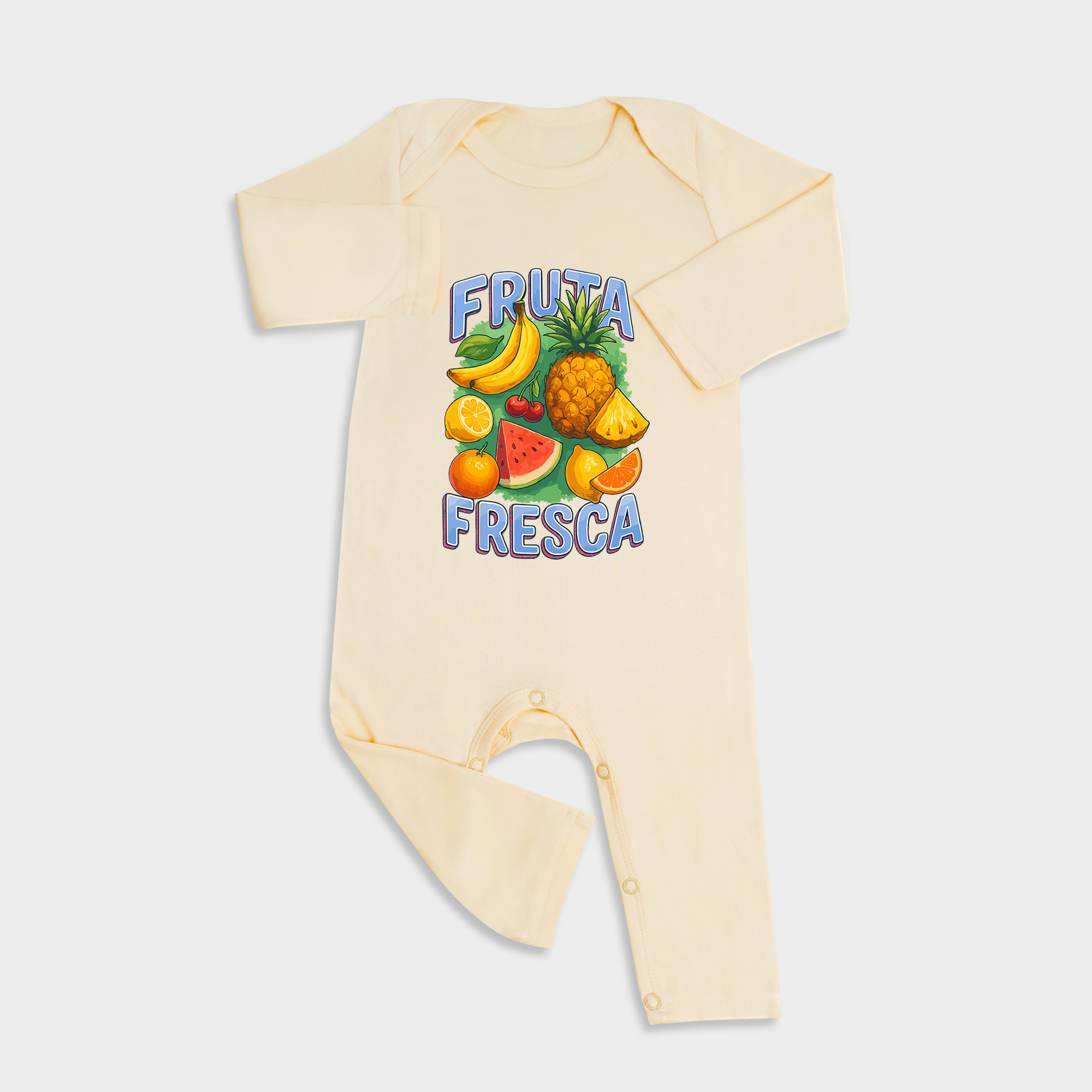 Fruta Fresca Long Sleeve &Long Leg Jumpsuit Light Yellow
