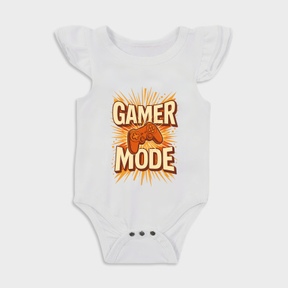Baby romper - Gamer Mode Ruffled Triangle Romper White