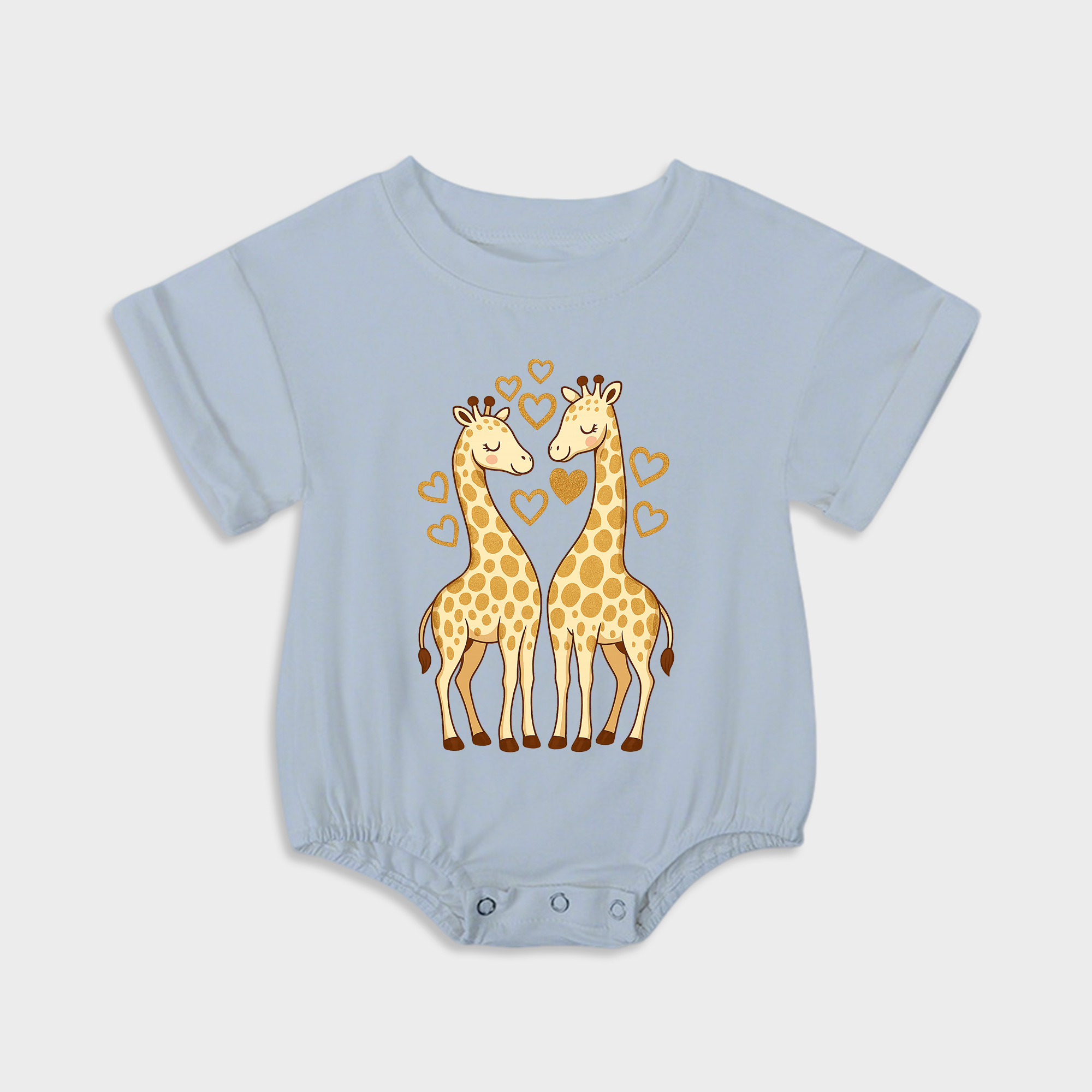 baby onesies - giraffes short-sleeved triangle onesies light steel blue