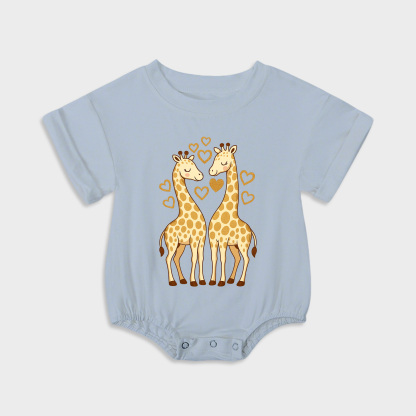 baby onesies - giraffes short-sleeved triangle onesies light steel blue