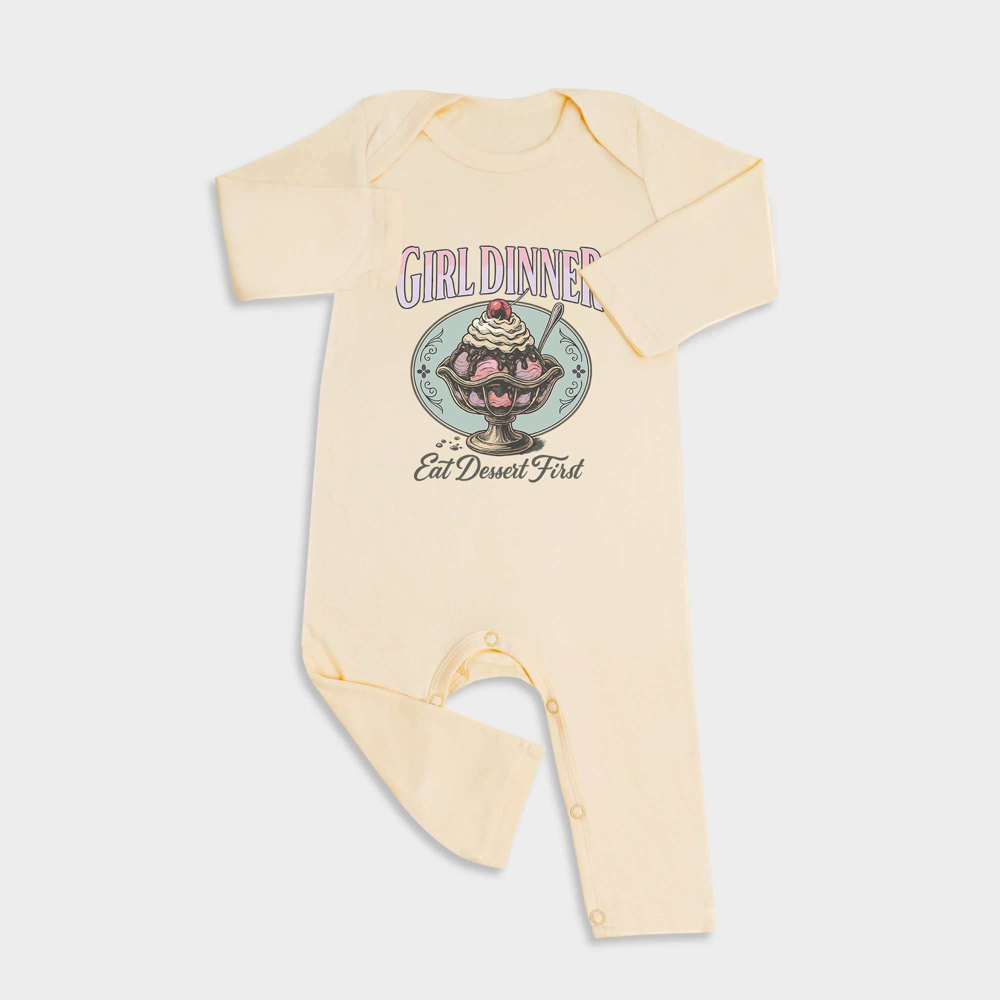 Girl Dinner Long Sleeve &Long Leg Jumpsuit Light Yellow