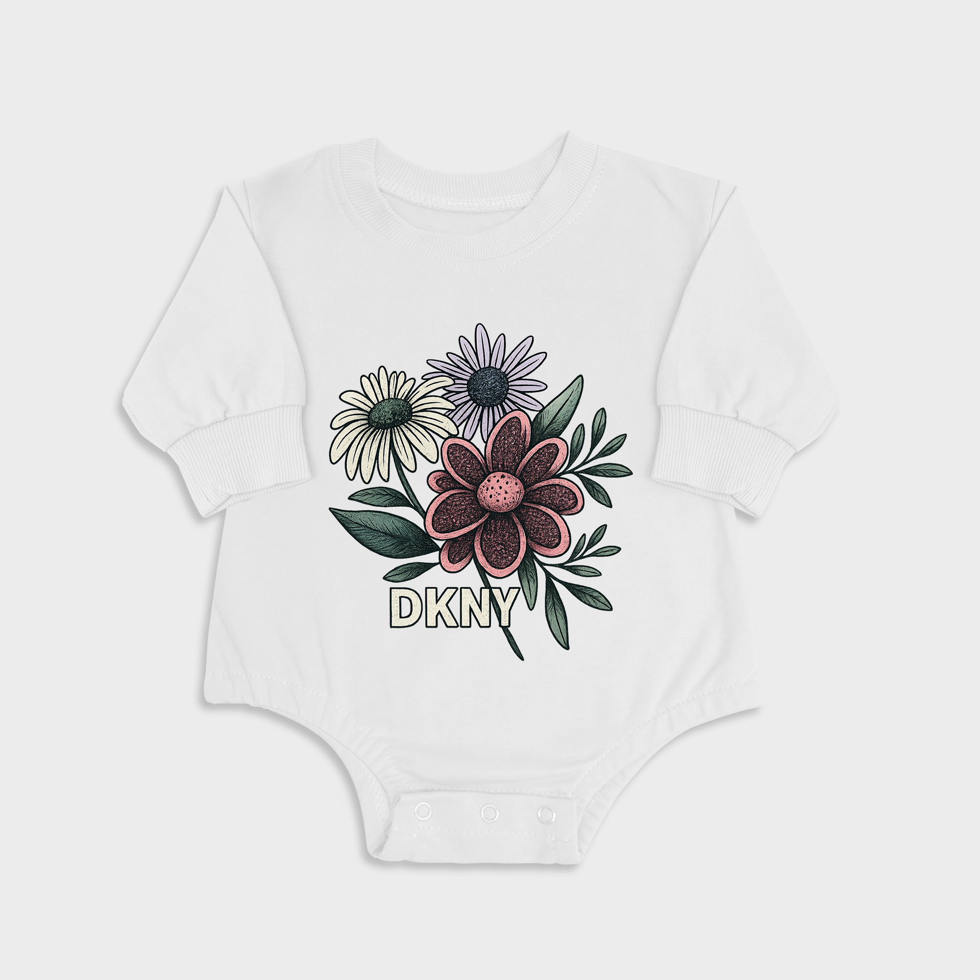 Girl's Flower White long-sleeved triangle baby onesies