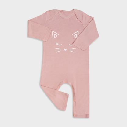 Glitter Cat Baby Full Length Snap Rompers