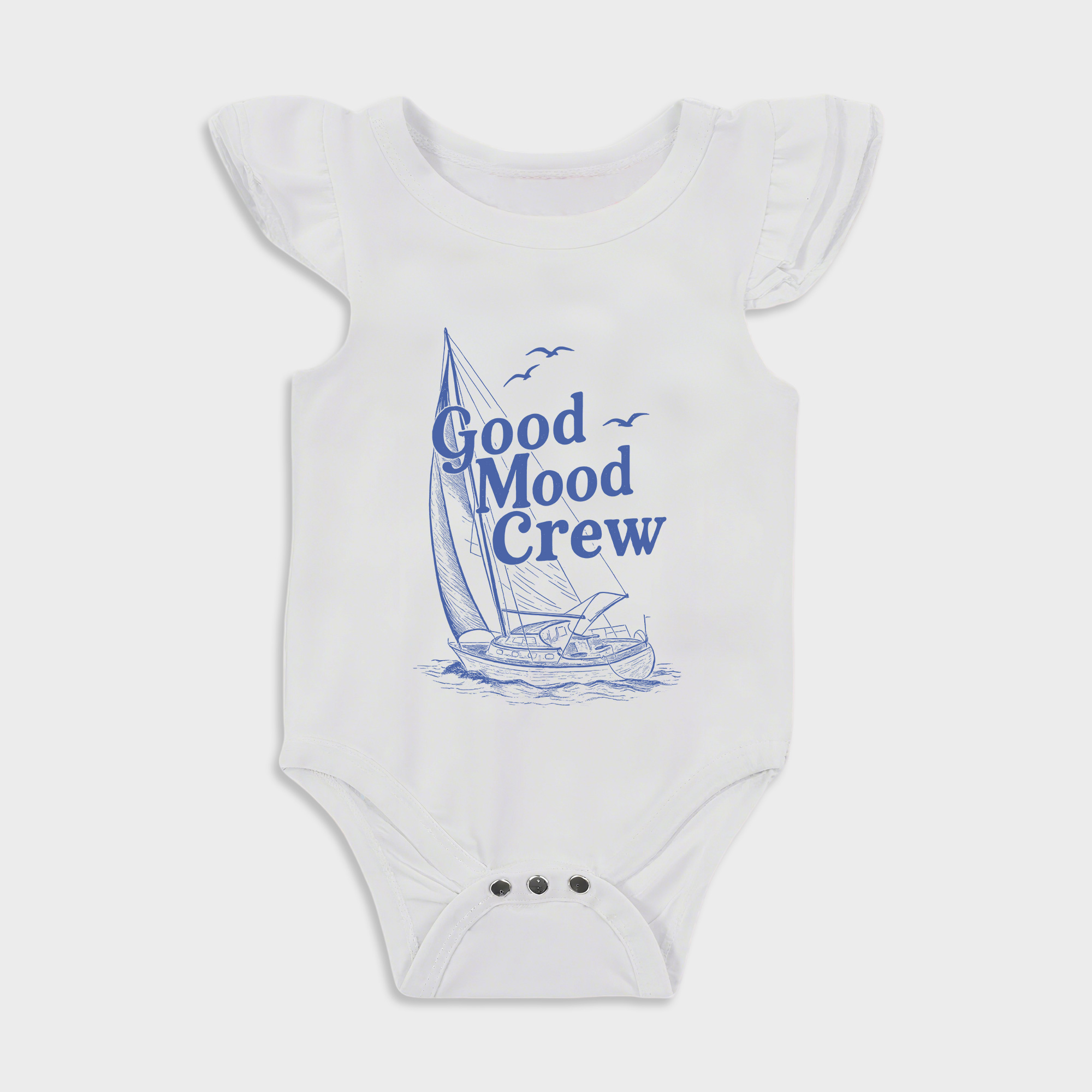 Baby romper - Good Mood Crew Ruffled Triangle Romper White