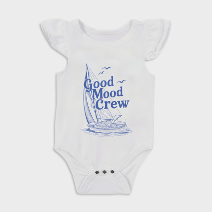 Baby romper - Good Mood Crew Ruffled Triangle Romper White