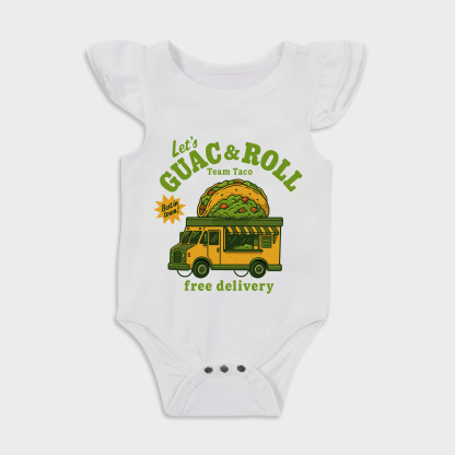 Baby romper - Guac & Roll Ruffled Triangle Romper White