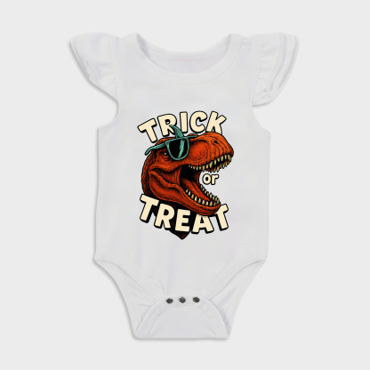 Baby romper - Halloween Dinosaur Ruffled Triangle Romper White