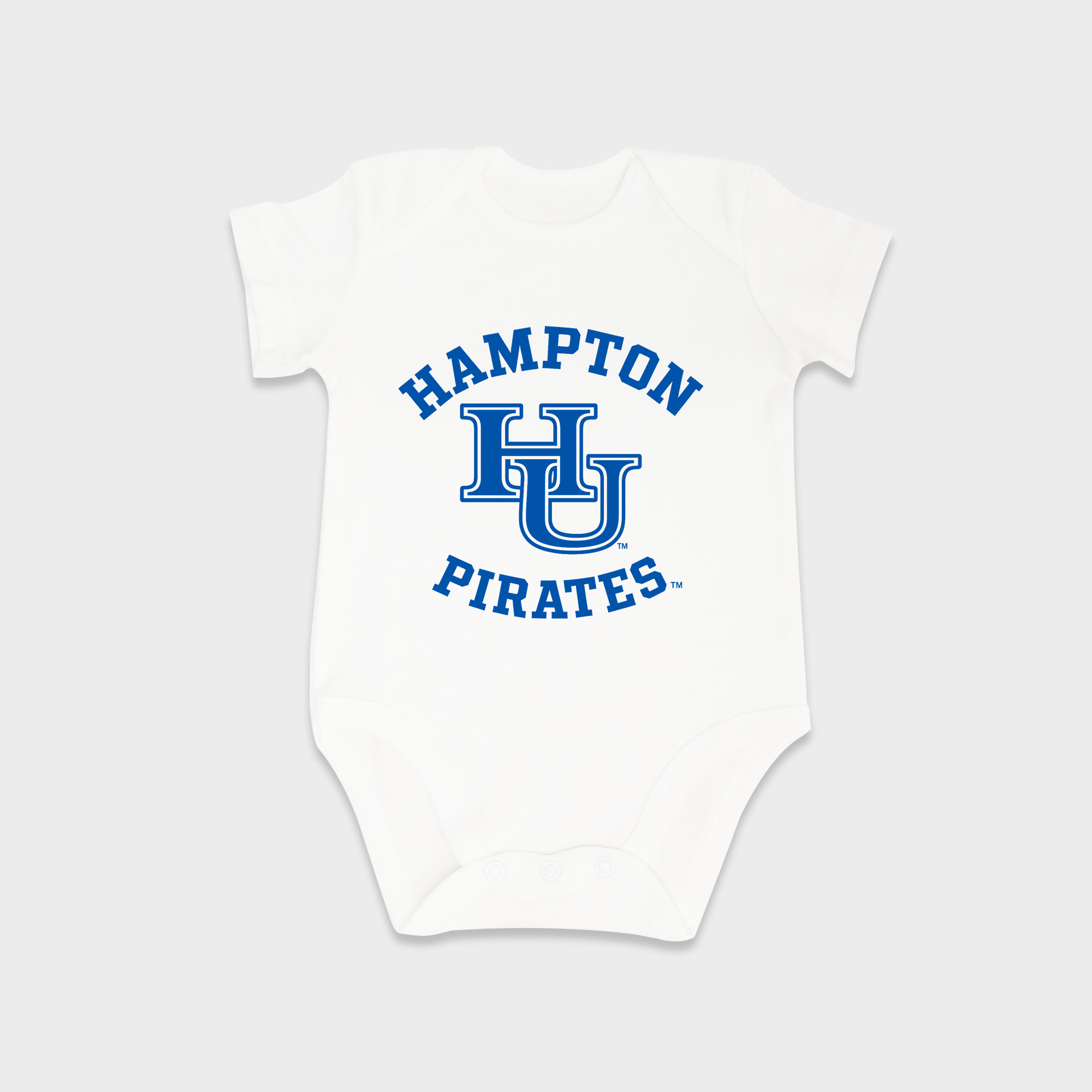 Hampton University baby onesies in White