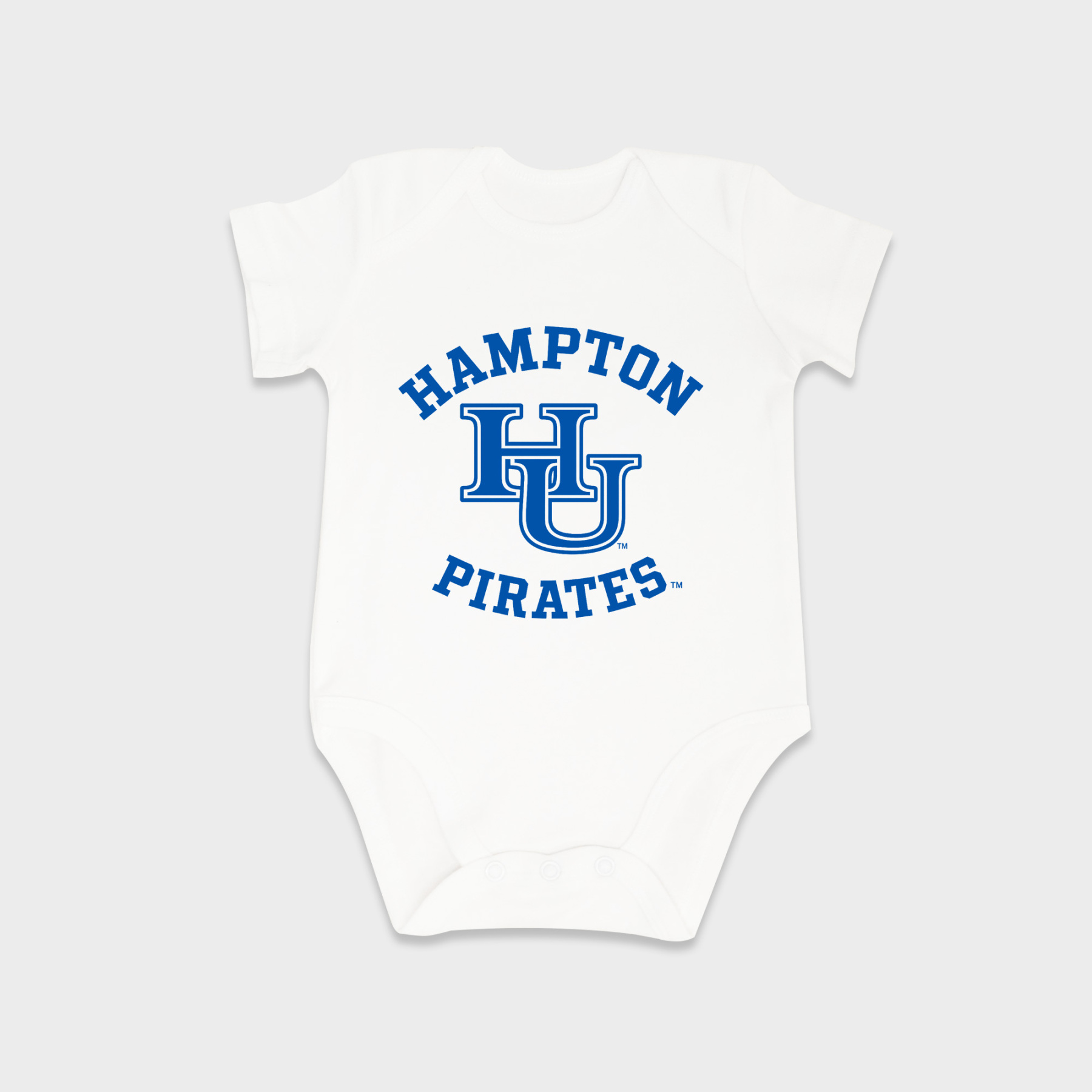Hampton University baby onesies in White