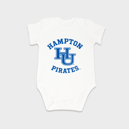 Hampton University baby onesies in White