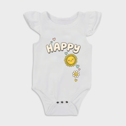 Happy Ruffled Triangle Onesies in White Baby onesies