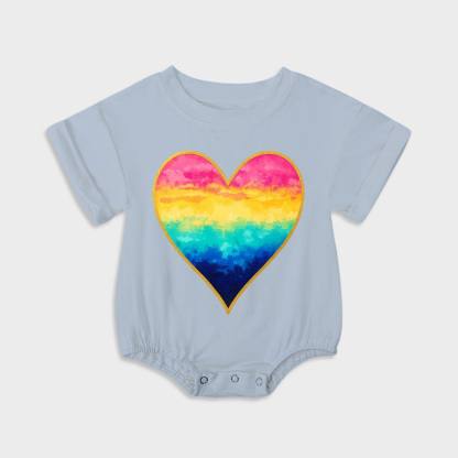 baby onesies - heart shape short-sleeved triangle onesies light steel blue