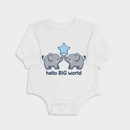 Hello Big World White long-sleeved triangle baby onesies