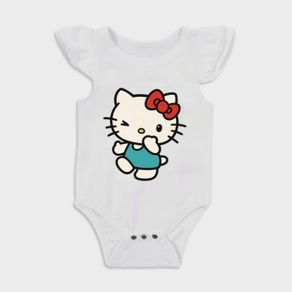 Baby romper with Hello Kitty design in White