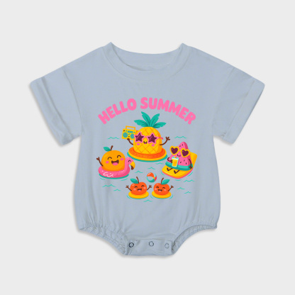 baby onesies - hello summer short-sleeved triangle onesies light steel blue