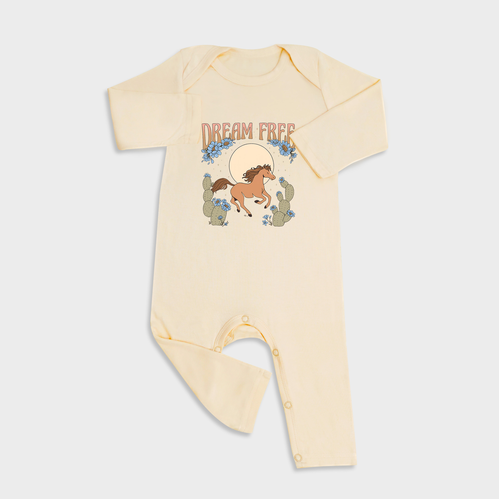 Baby romper featuring Horse design in Light Yellow