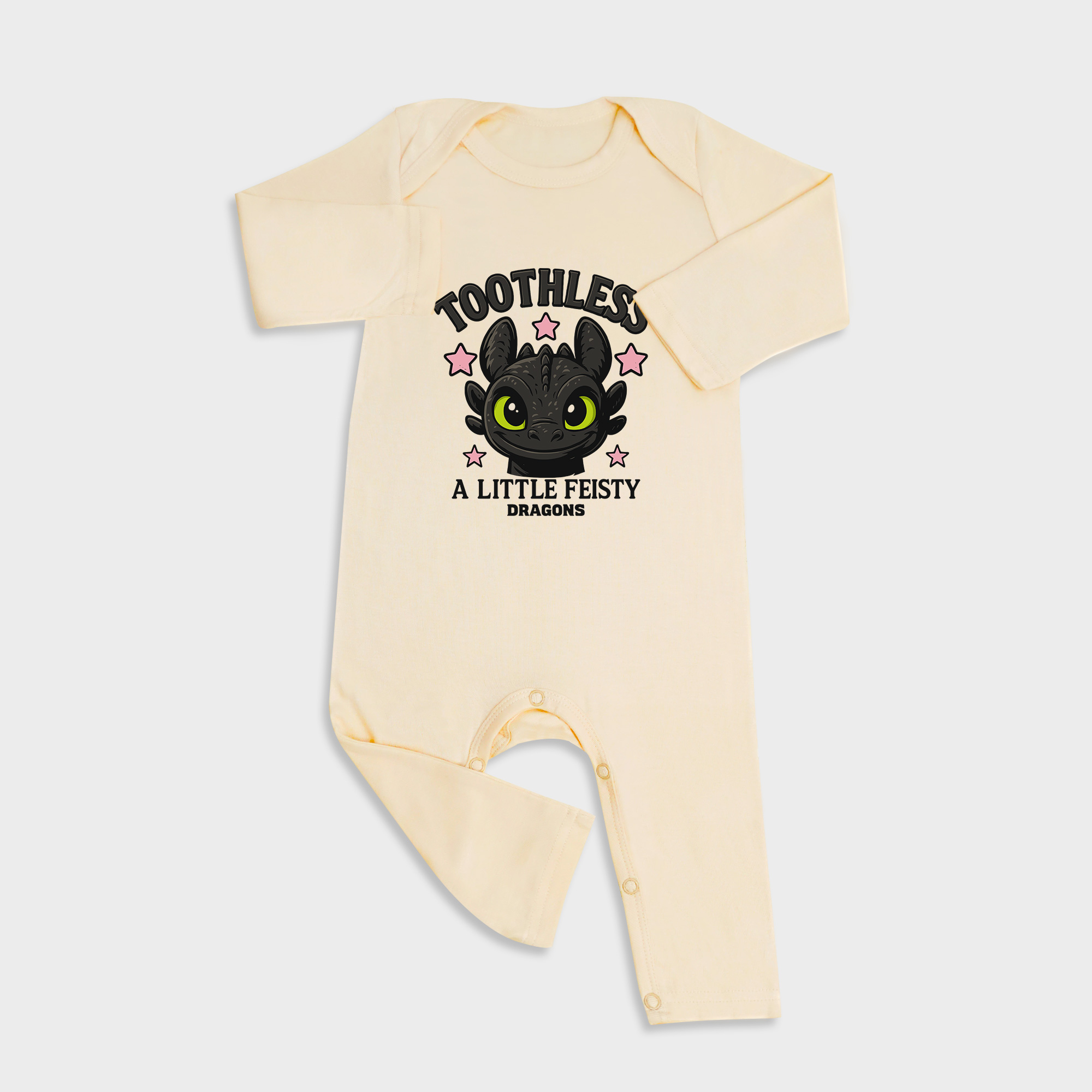 How To Train Your Dragon Toothless Fiesty Long Sleeve &Long Leg Jumpsuit Light Yellow