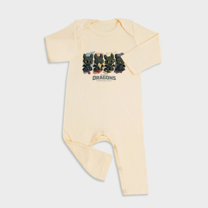 How To Train Your Dragon Toothless Moods Long Sleeve &Long Leg Jumpsuit Light Yellow