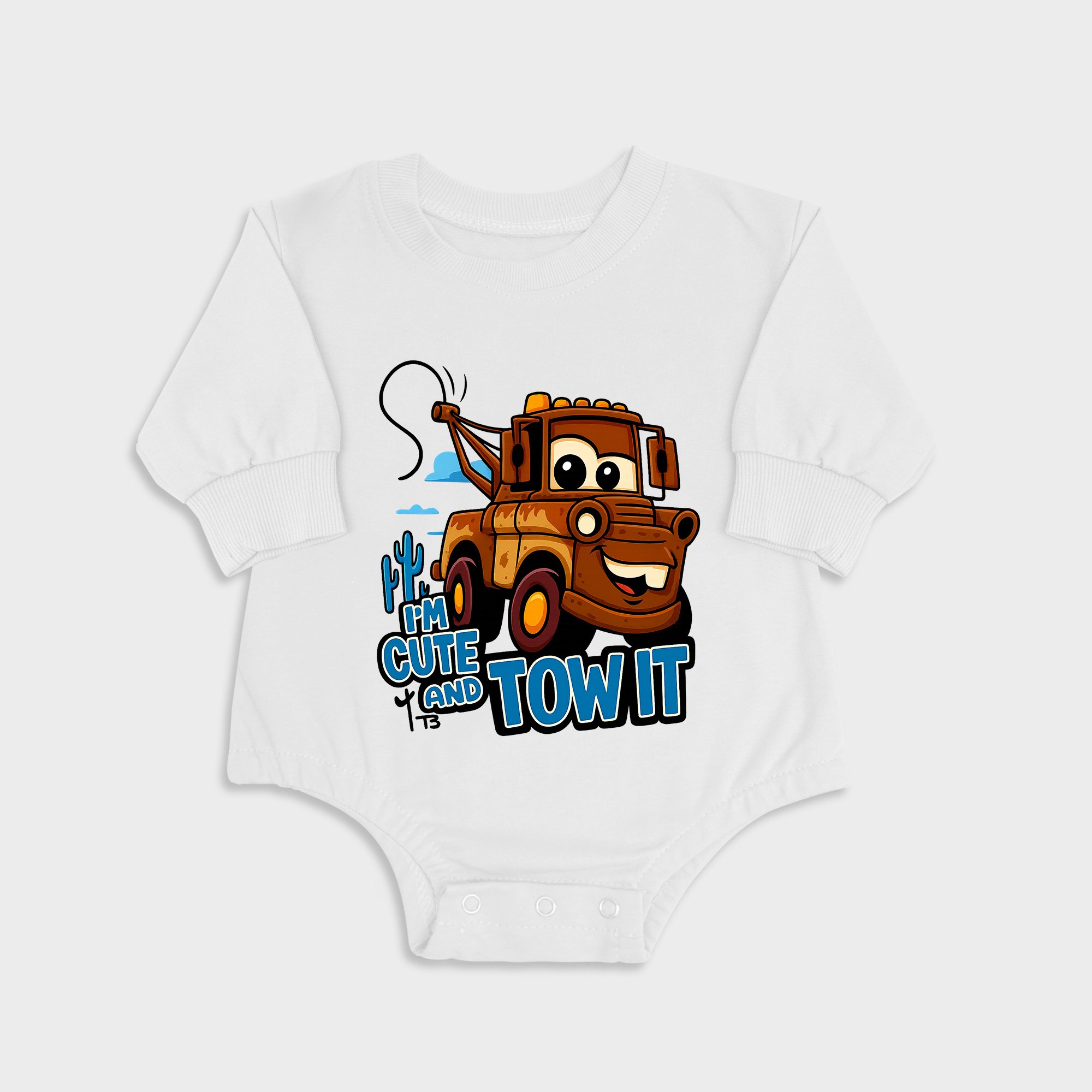I'm Cute And I Tow It White long-sleeved triangle baby onesies