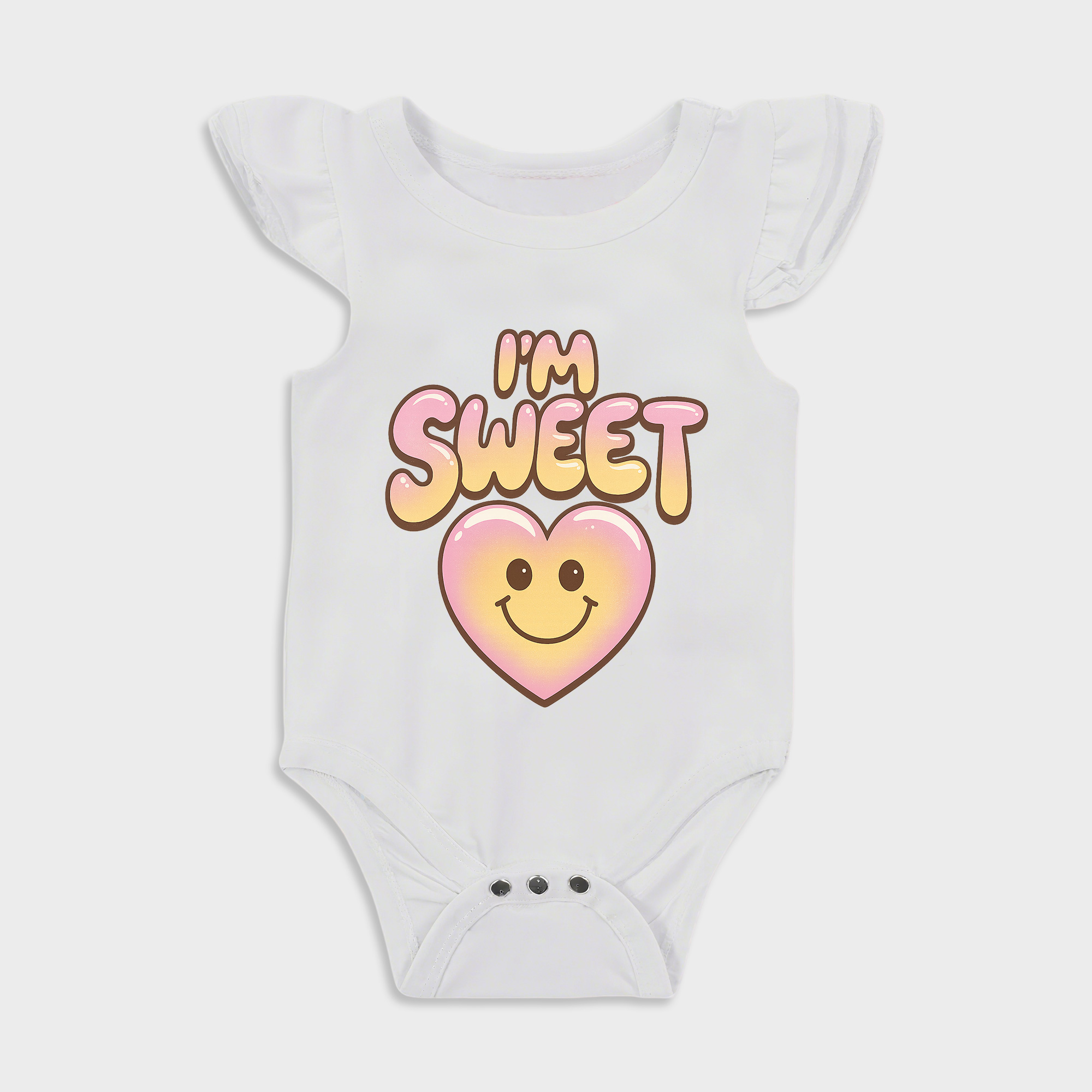 I'm Sweet Ruffled Triangle Onesies in White Baby onesies