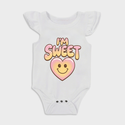 I'm Sweet Ruffled Triangle Onesies in White Baby onesies