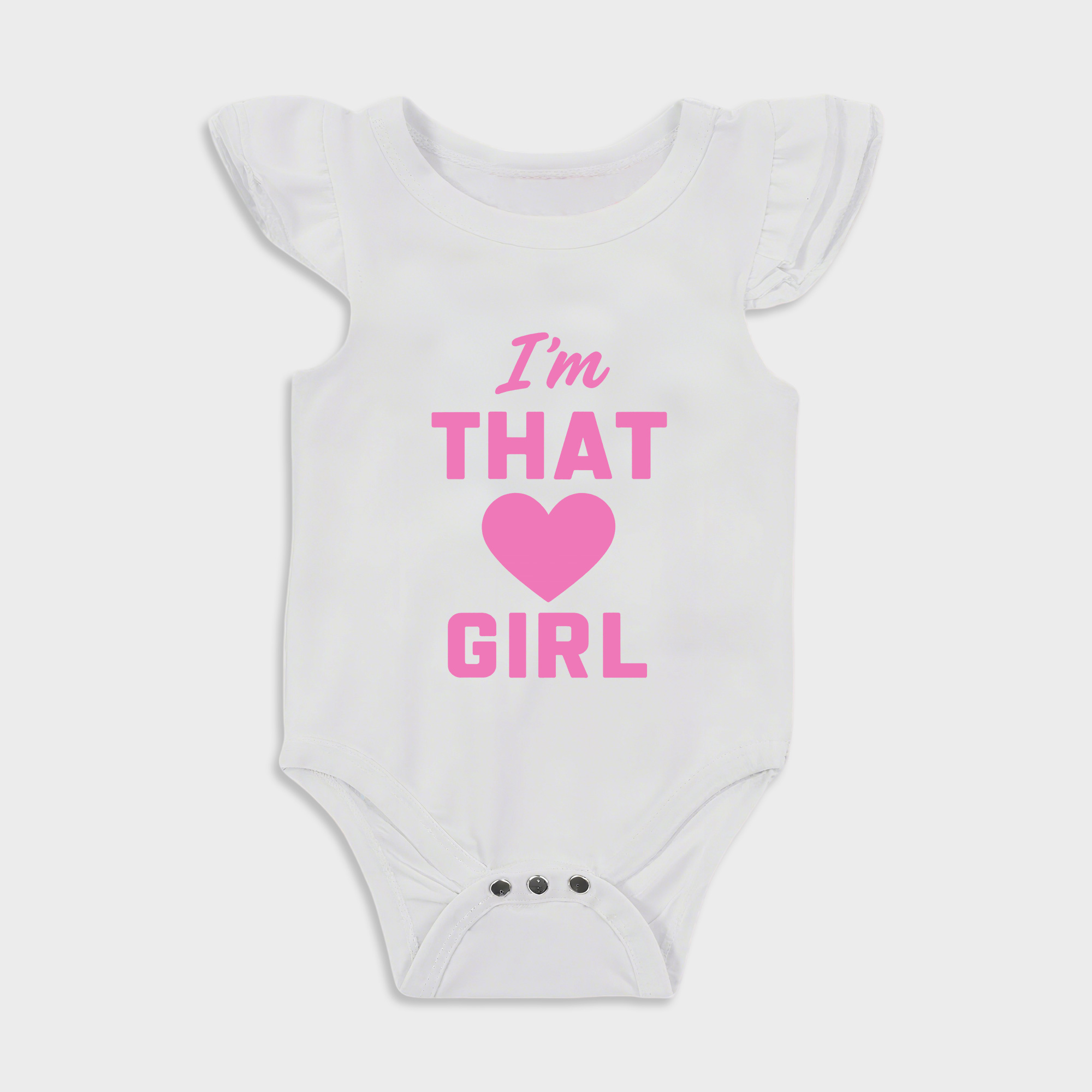 Baby romper with I'm That Girl design in White