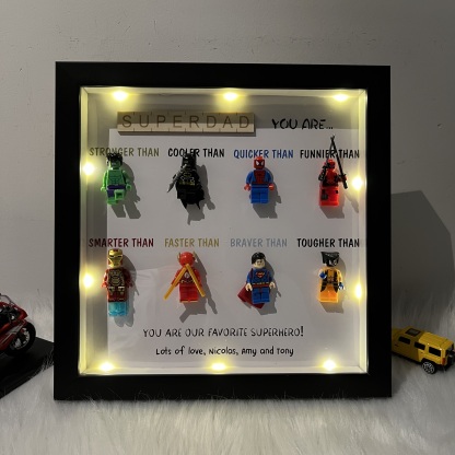 Dad You Are Our Favorite Superhero-Custom 8 Superhero Figures Led Light Box Frame