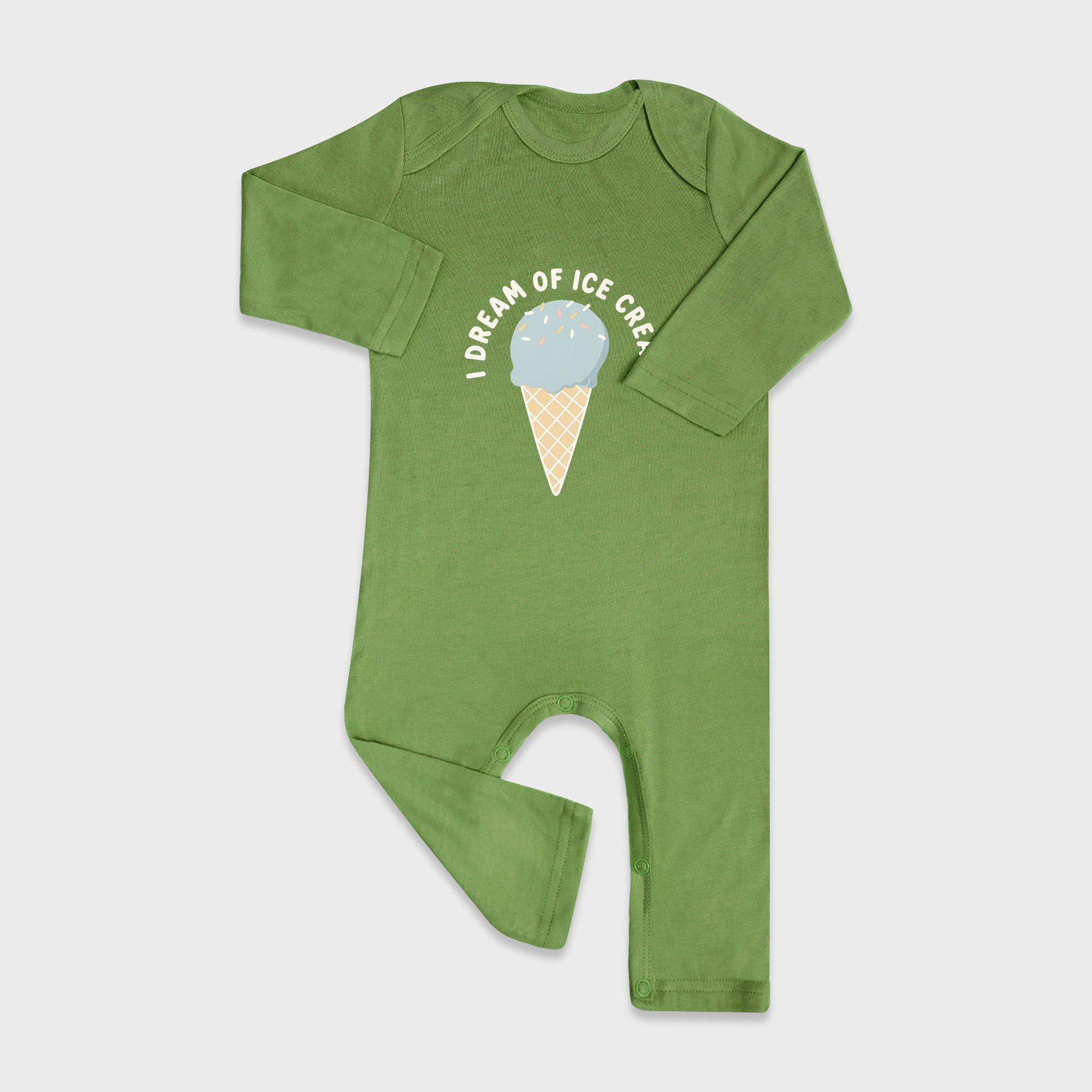 Ice Cream Baby Full Length Snap Rompers