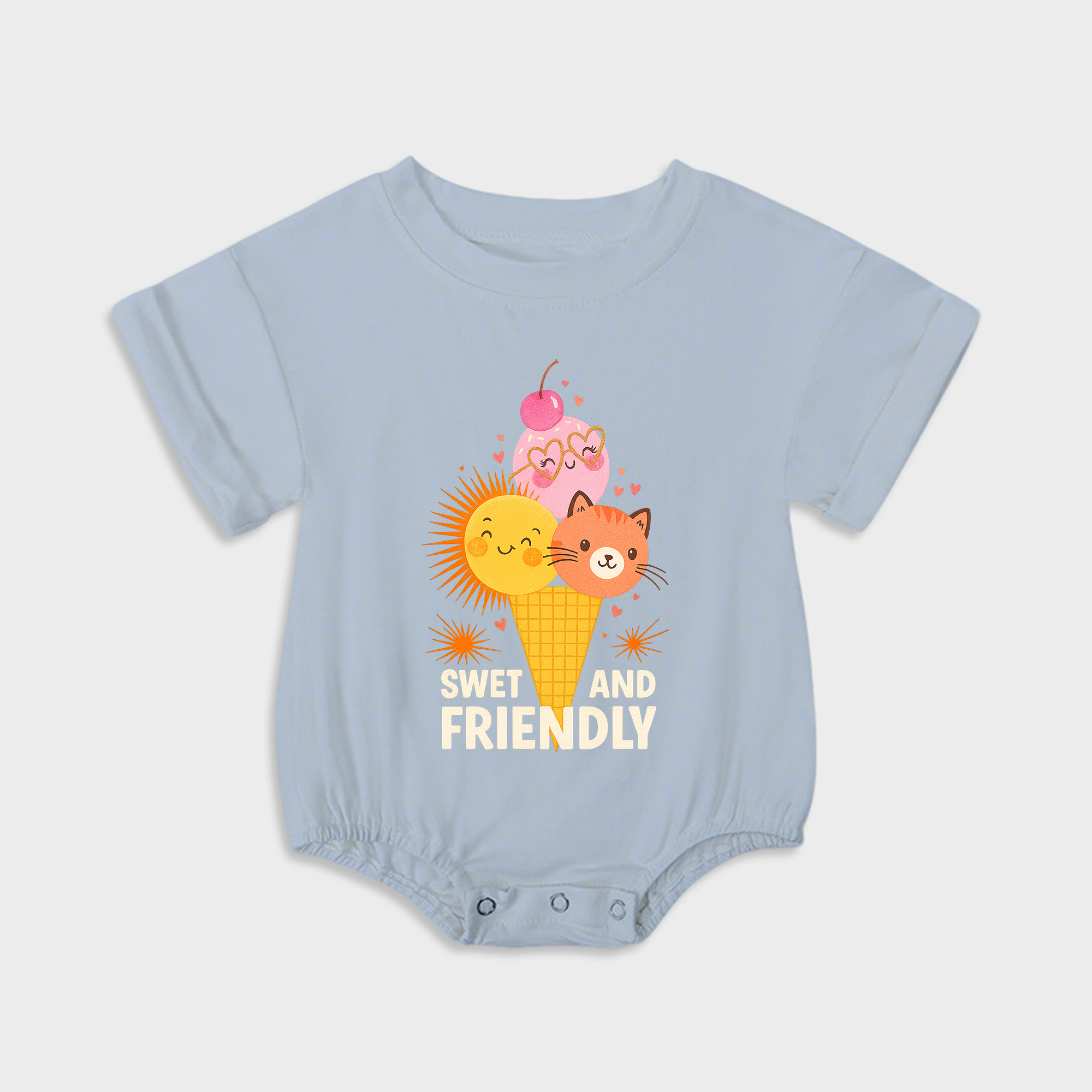 baby onesies - ice cream short-sleeved triangle onesies light steel blue