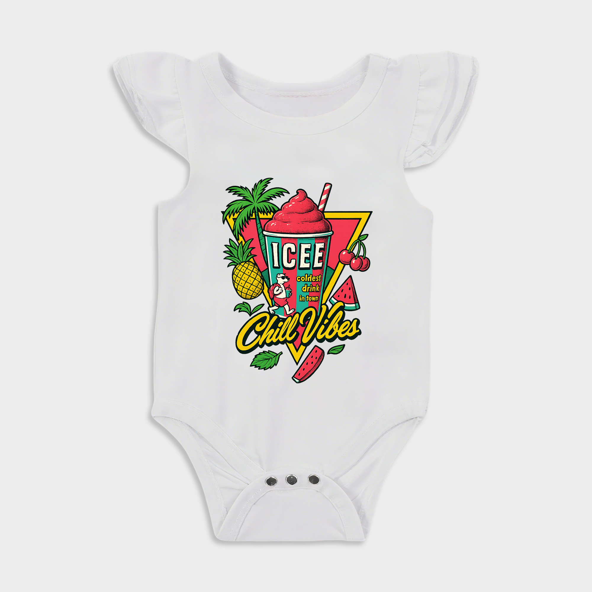 Baby romper with Icee design in White