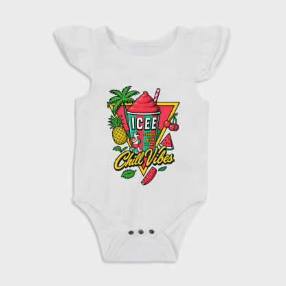 Baby romper with Icee design in White