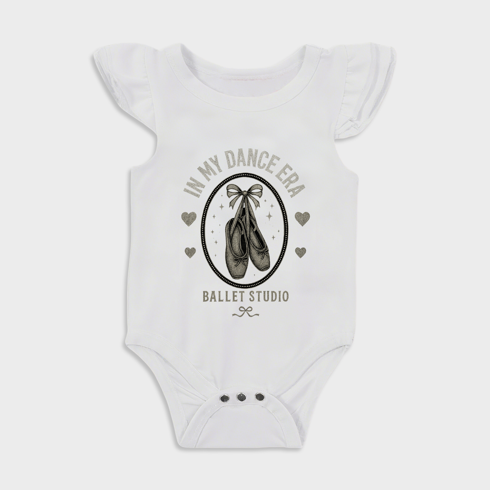 In My Dance Era Ruffled Triangle Onesies in White Baby onesies