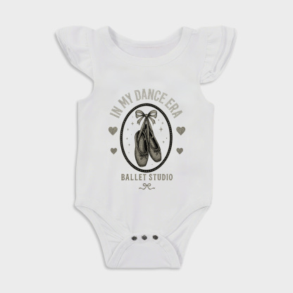 In My Dance Era Ruffled Triangle Onesies in White Baby onesies