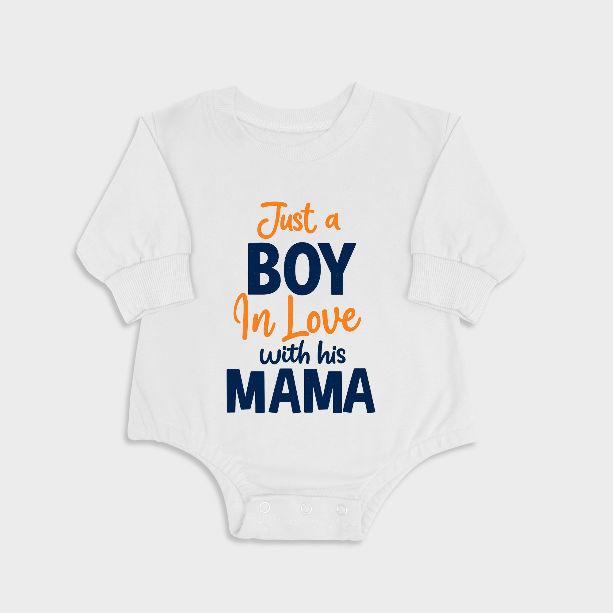Just A Boy In Love With His Mama White long-sleeved triangle baby onesies