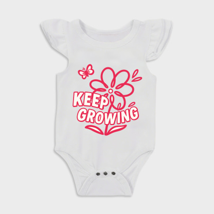 Baby romper with Keep Growing Floral Foil design in White