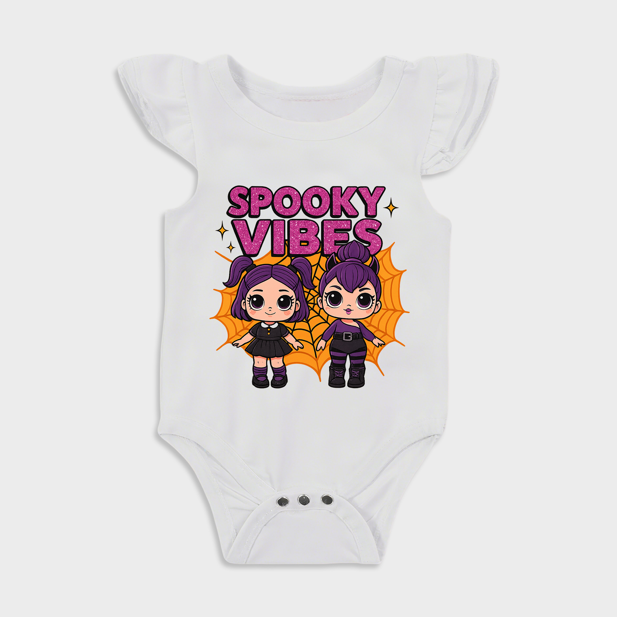 Baby romper with Lol Surprise Halloween design in White